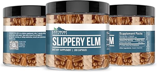 Miniatura 4 de Earthborn Elements Slippery Elm 200 cápsulas, puro y sin diluir, sin aditivos