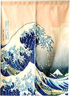 LIGICKY Japanese Noren Doorway Curtain Ukiyoe Hokusai The Great Wave Off Kanagawa Tapestry for Home Decoration 85×120cm