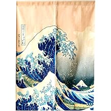 LIGICKY Japanese Noren Doorway Curtain Ukiyoe Hokusai The Great Wave Off Kanagawa Tapestry for Home Decoration 85120cm