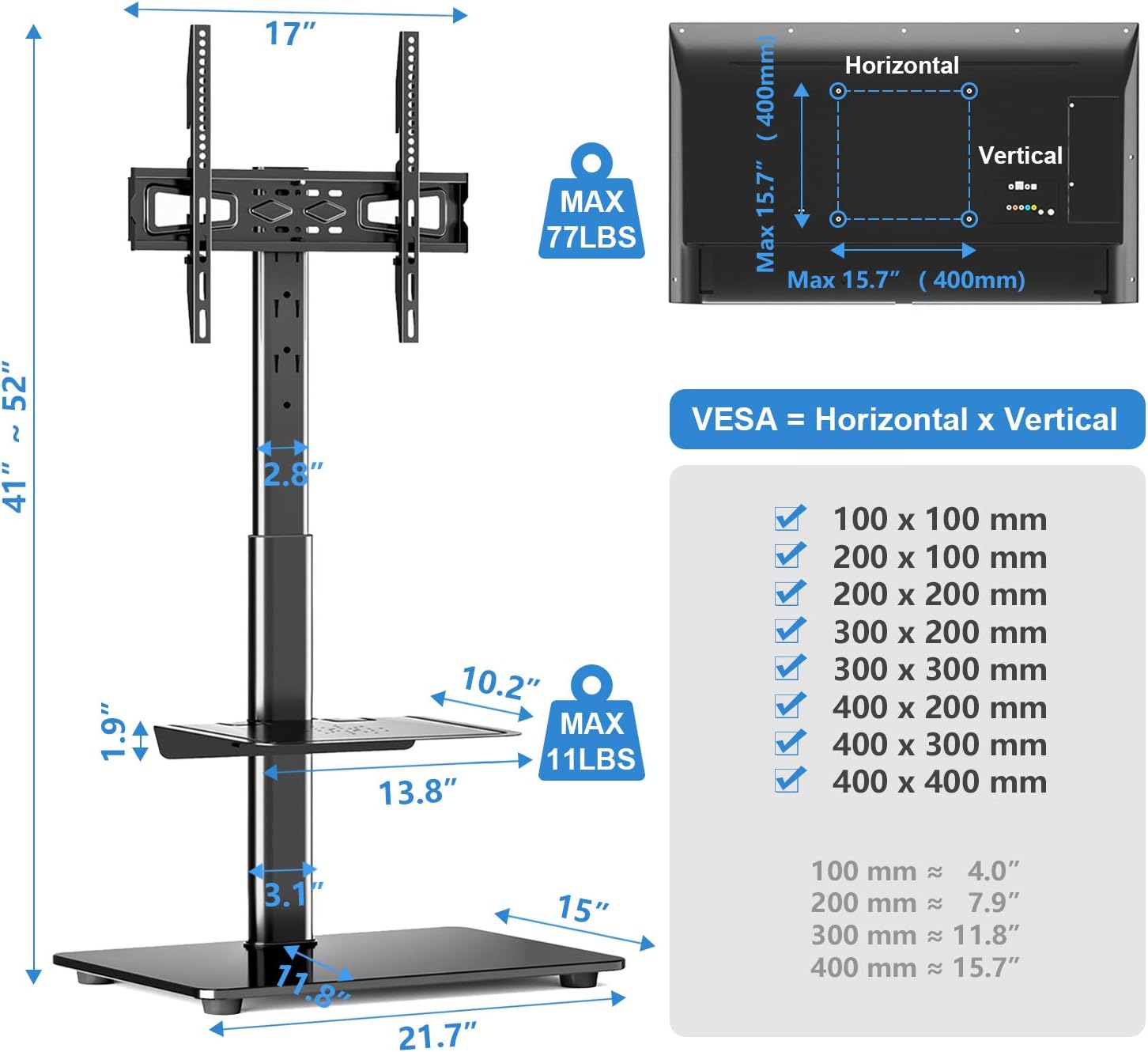 Buy Yomt Floor Tv Stand With Mount For Most 27 To 55 Inch Lcd Led Oled Tvs Swivel Small Tv Stand For Bedroom Living Room And Corner Black Online In Hungary B08jshv2s9