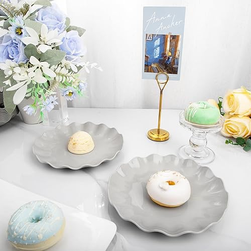 Miniatura 9 de LIYH - Juego de 24 platos de plástico gris reutilizables, juego de vajilla de plástico para picnic para niños, platos de cena irrompibles, platos de