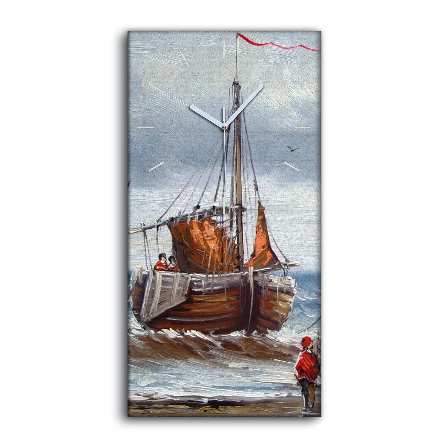 Horloge sur toile ocean 30x60cm sans tic-tac pour decoration salon moderne