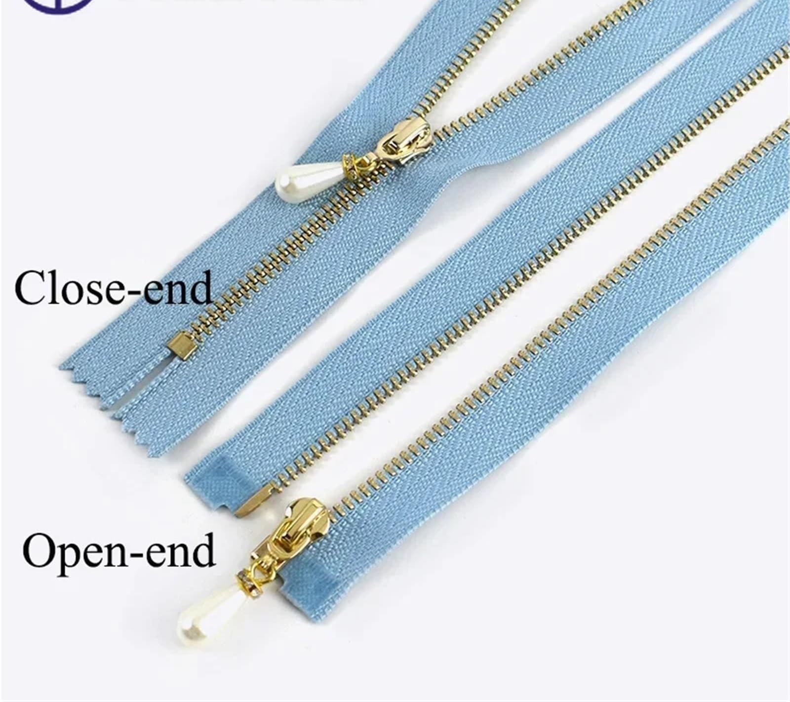 10/15 Uds 15-70cm 3# cremallera abierta y cerrada cierre automático deslizador de perlas doradas DIY bolso decoración vestido accesorio costura(G,OpenEnd-No3-50cm,15Pcs)