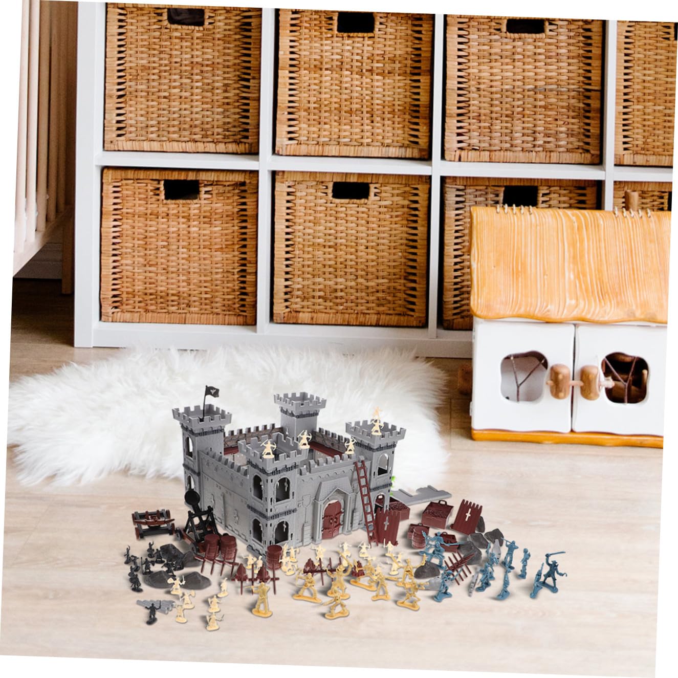 KOMBIUDA Set Castello Medievale Soldatini Pirata 310 Pezzi Plastico | Accessorio in Busta Incluso, Stile Tema Pirata, per Feste Speciali e Compleanni