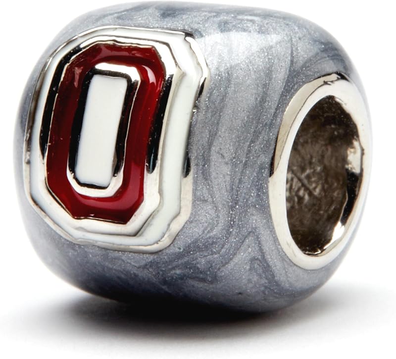 Stone Armory Charm for Buckeyes – Ohio State University Bead Features Gray with Block O – Stainless Steel Compatible with Pandora Bracelets – OSU Jewelry - Gift for Fans & Alumni