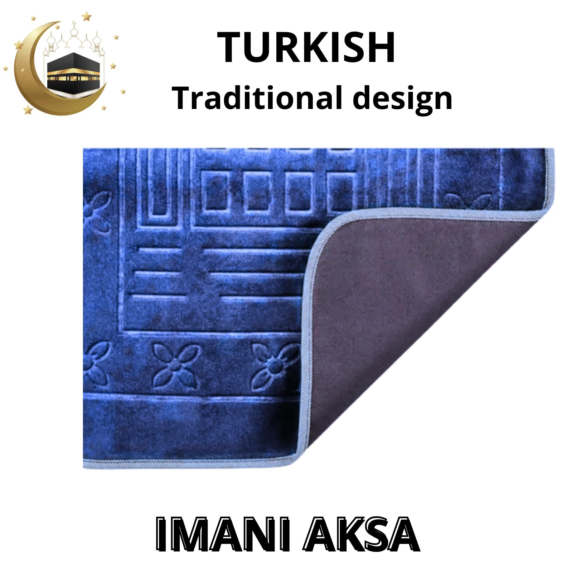 Imani Aksa Gebedskleed voor moslims (1,4 kg), zwart, met takke, Tesbih en Miswak, gebedskleed met rugleuning, gebedskleed voor reizen, opvouwbaar