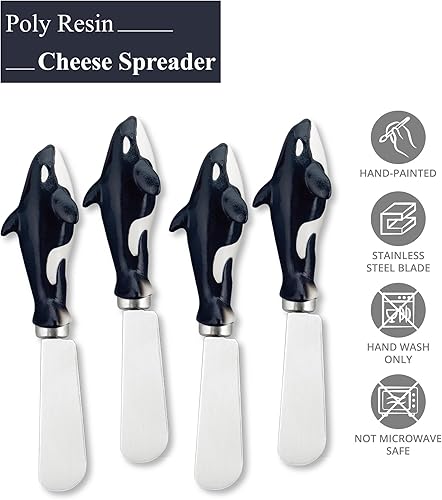 Miniatura 32 de Supreme Housewares Bass Cheese Spreaders, Hand-Painted Resin Handles with Stainless Steel Blades for Spreading Cream Cheese, Butter, Jam, or
