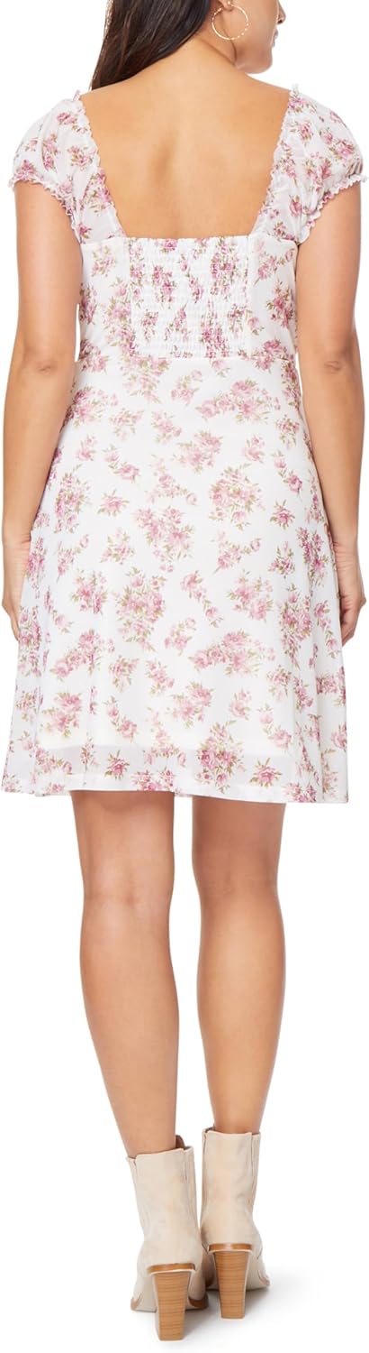 WallFlower Women's Juliet Puff Sleeve Prarie Mini Dress