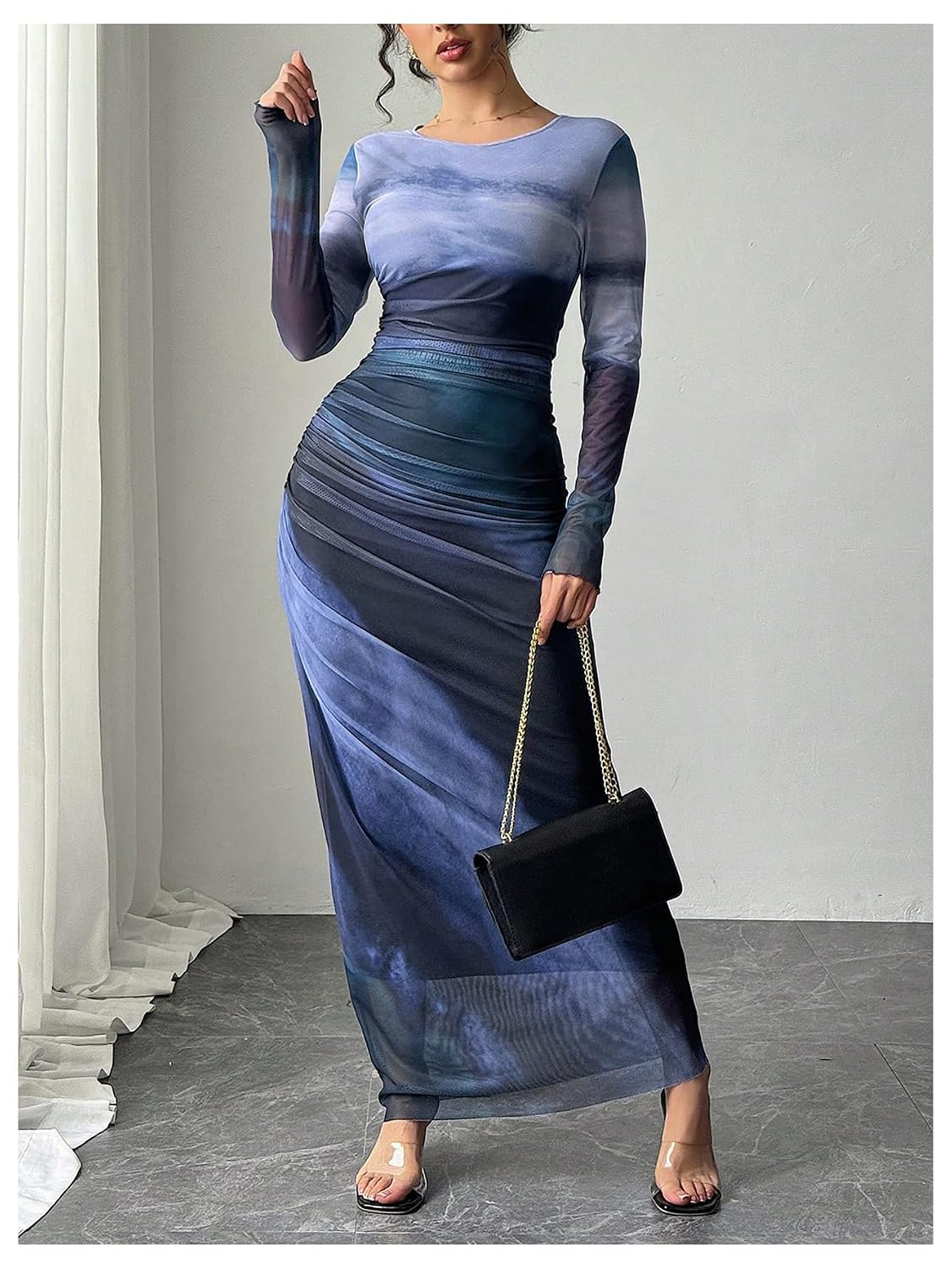 BEAUDRM Wedding Guest Dress, Bodycon Ruched - Image 4