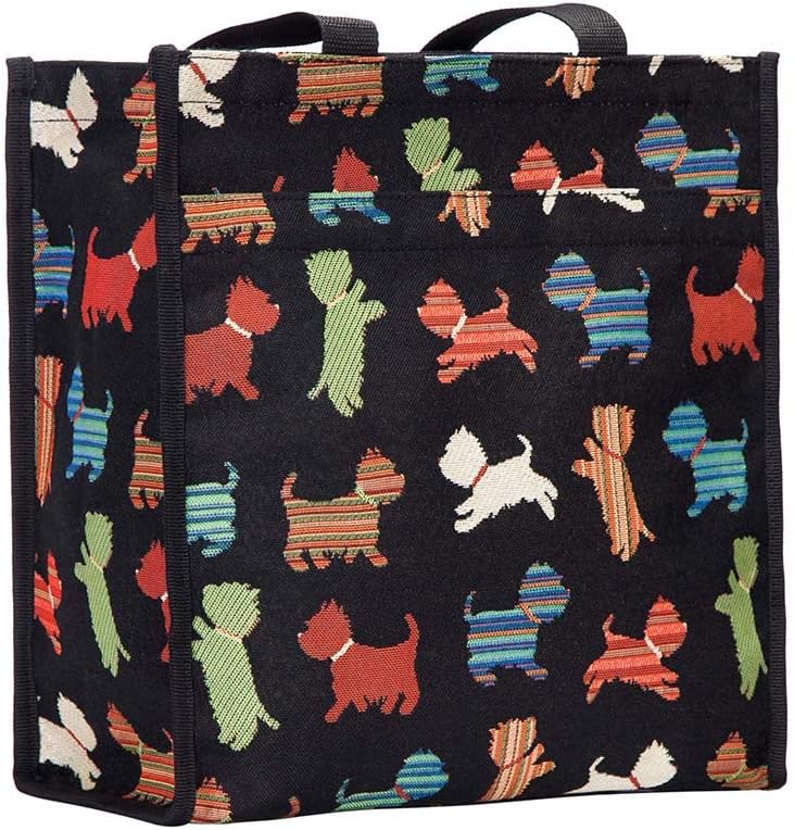Signare Tapestry Shoulder Bag Shopping Bag for Women with Playful Puppy Design (SHOP-PUPPY)