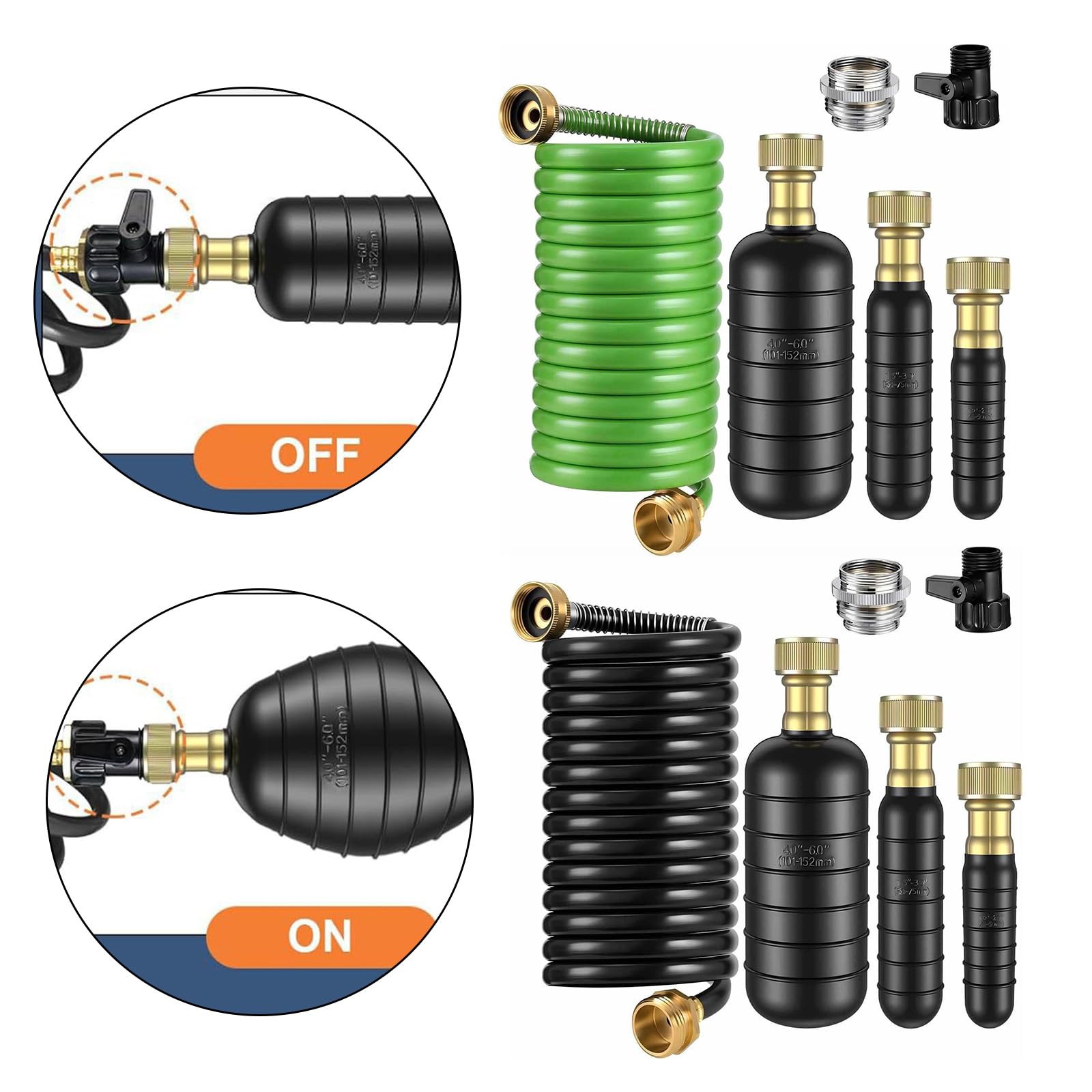 Adaptador de grifo de latón expandible, manguera de drenaje retráctil, apto para limpieza de riego al aire libre, materiales ABS, fácil instalación, adaptador de grifo de latón, manguera de jardín