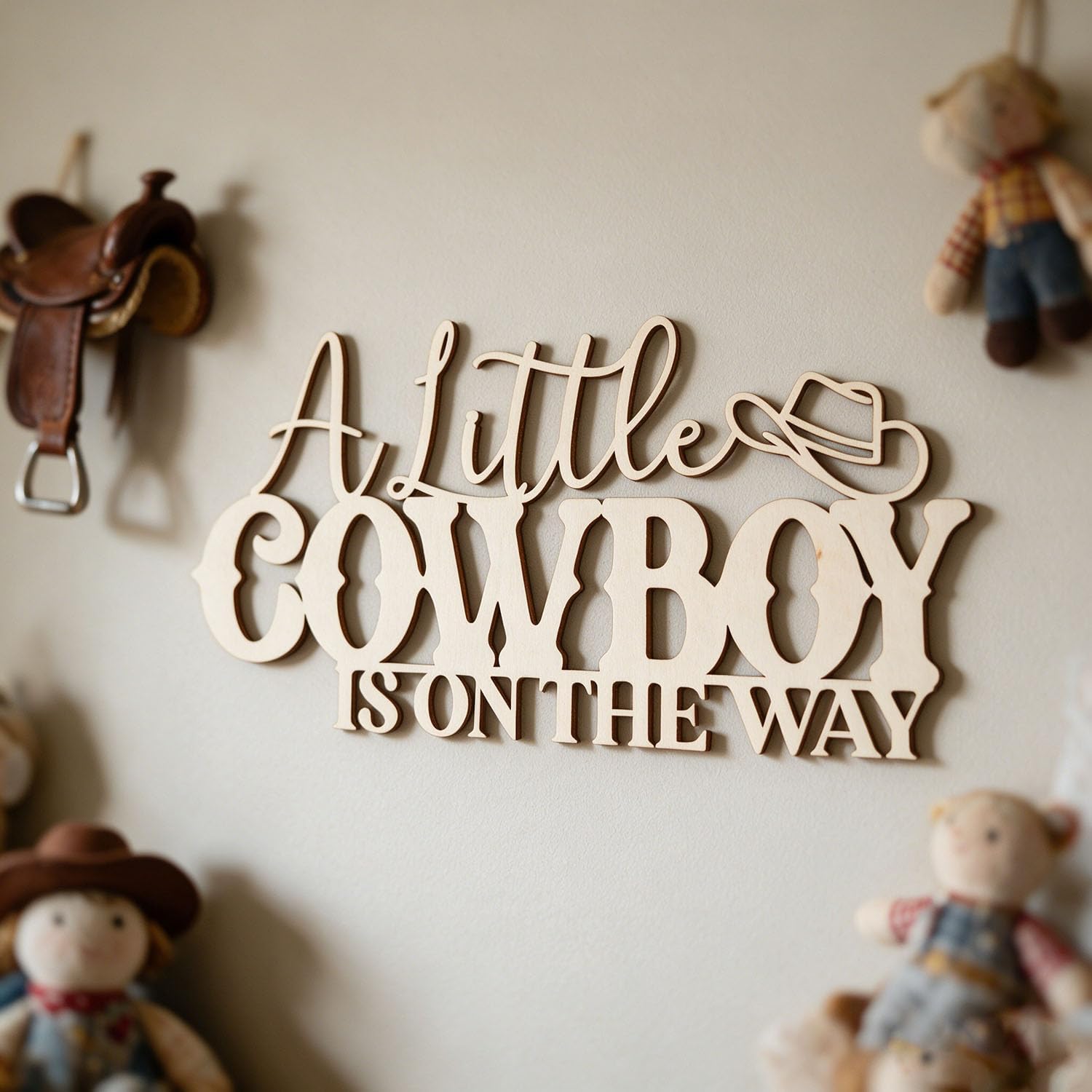 Western Baby Shower Wall Sign for Cowboy Gender Reveal Party,Little Cowboy Is on the Way Party Decoration for Baby Girls Boys Birthday Party Decoration Supplies image 3