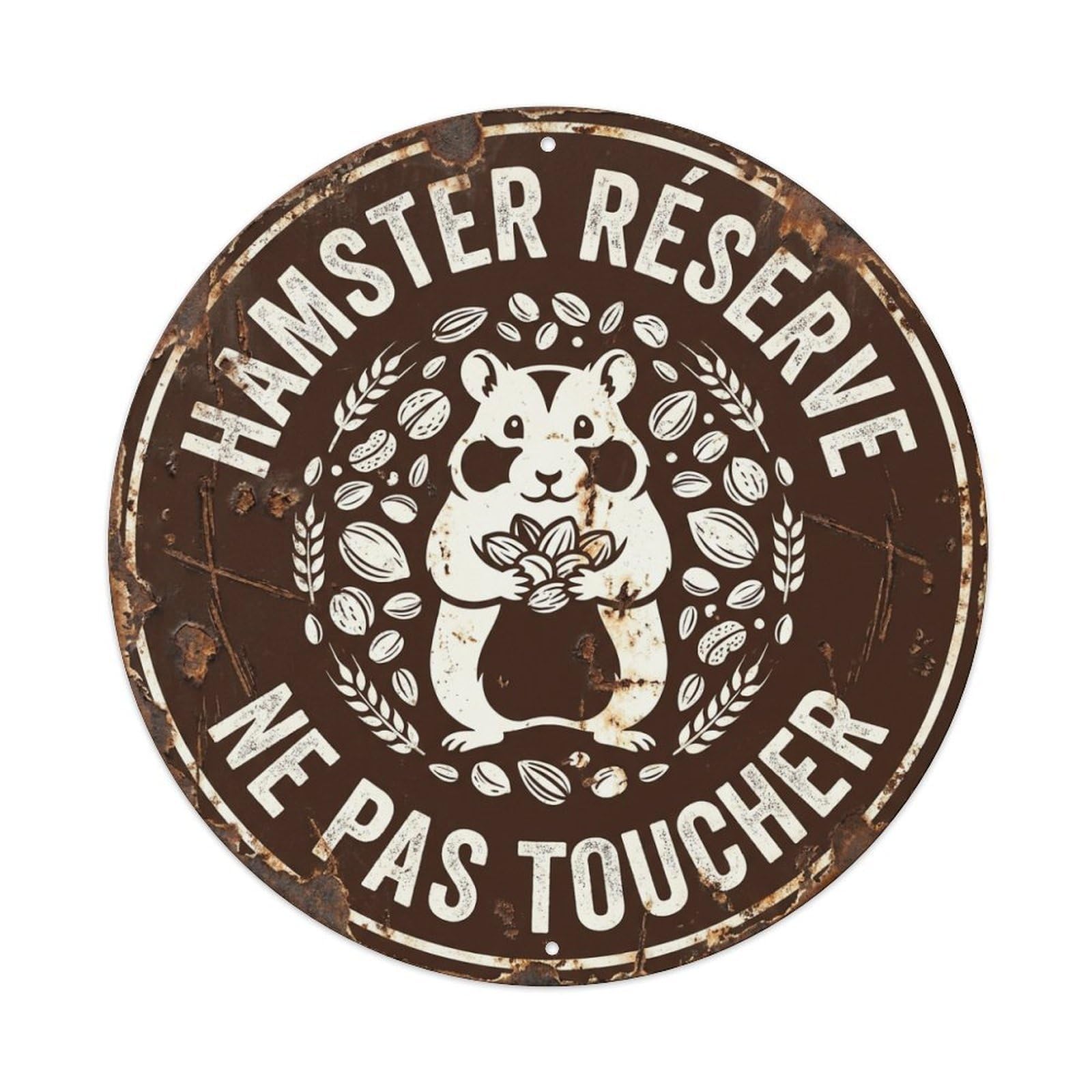 Fqcyn Style Hamster Storage Warning Round Wall Hanging Metal Tin Sign Plaque Wall Decor For Cafe, Club Bar, Office, Home Garden Round Metal Poster 8X8inch