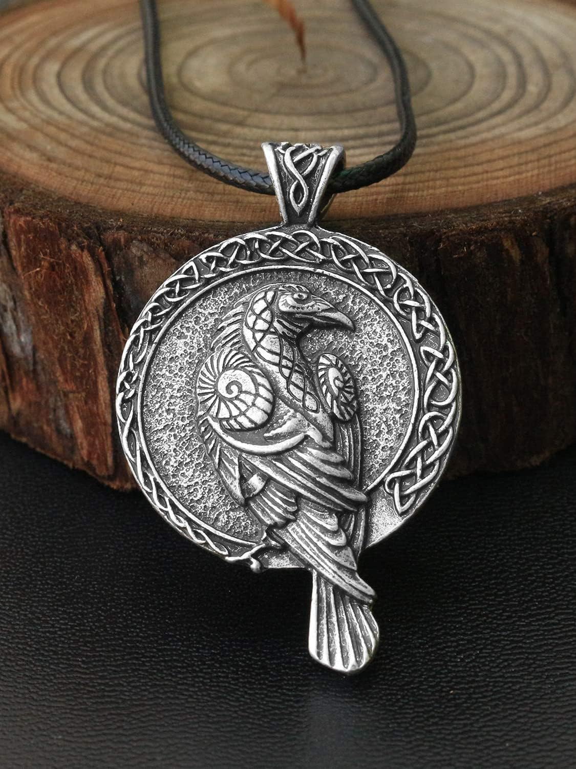 HAQUIL Raven Necklace, Viking Celtic Raven Medallion Pendant, Norse Raven Jewelry Gift for Men and Women - Image 7