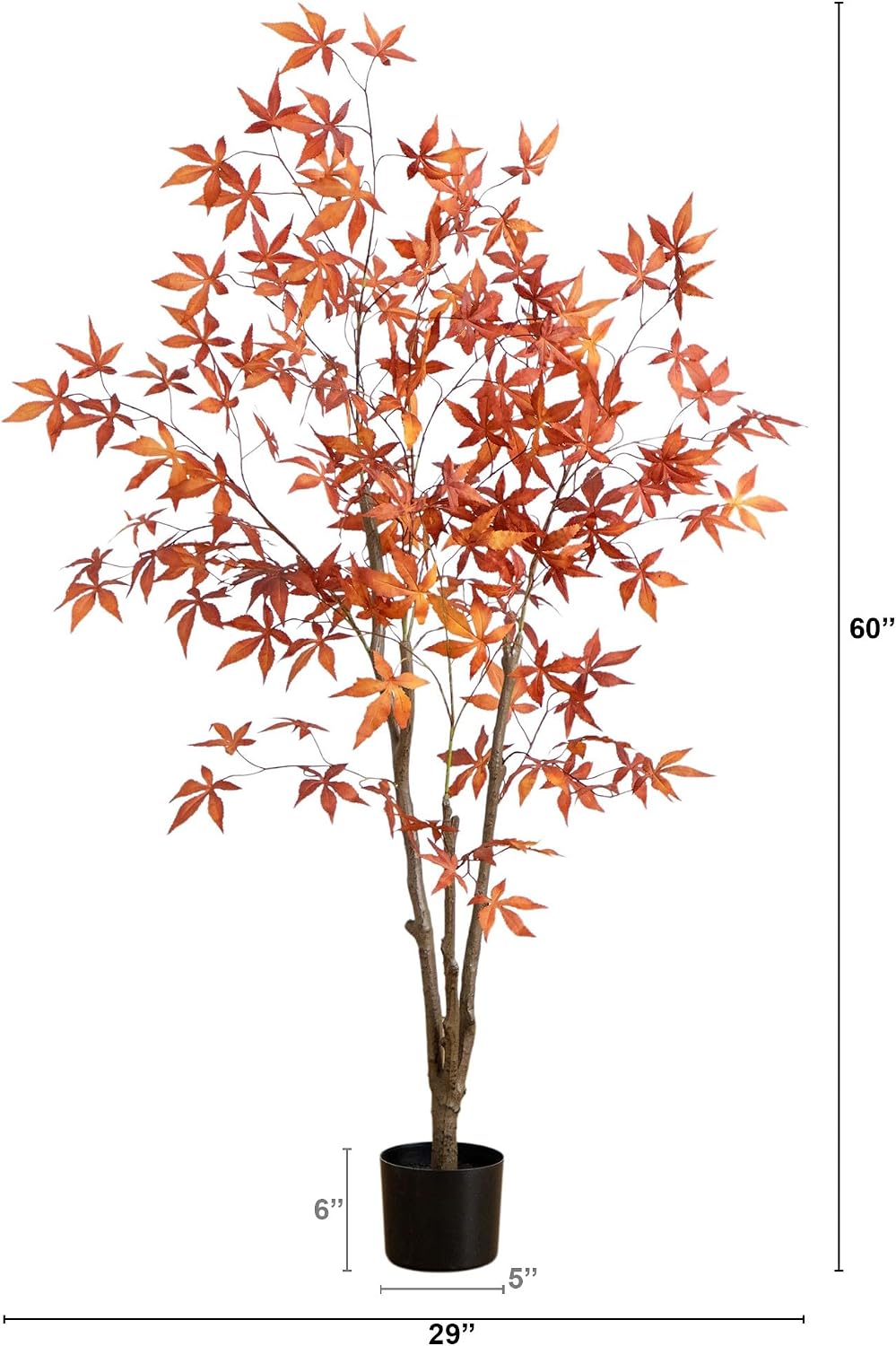 Nearly Natural 5ft Autumn Japanese Maple Artificial Fall Tree - Coppery-Red Foliage - Indoor Decor - Bendable Branches