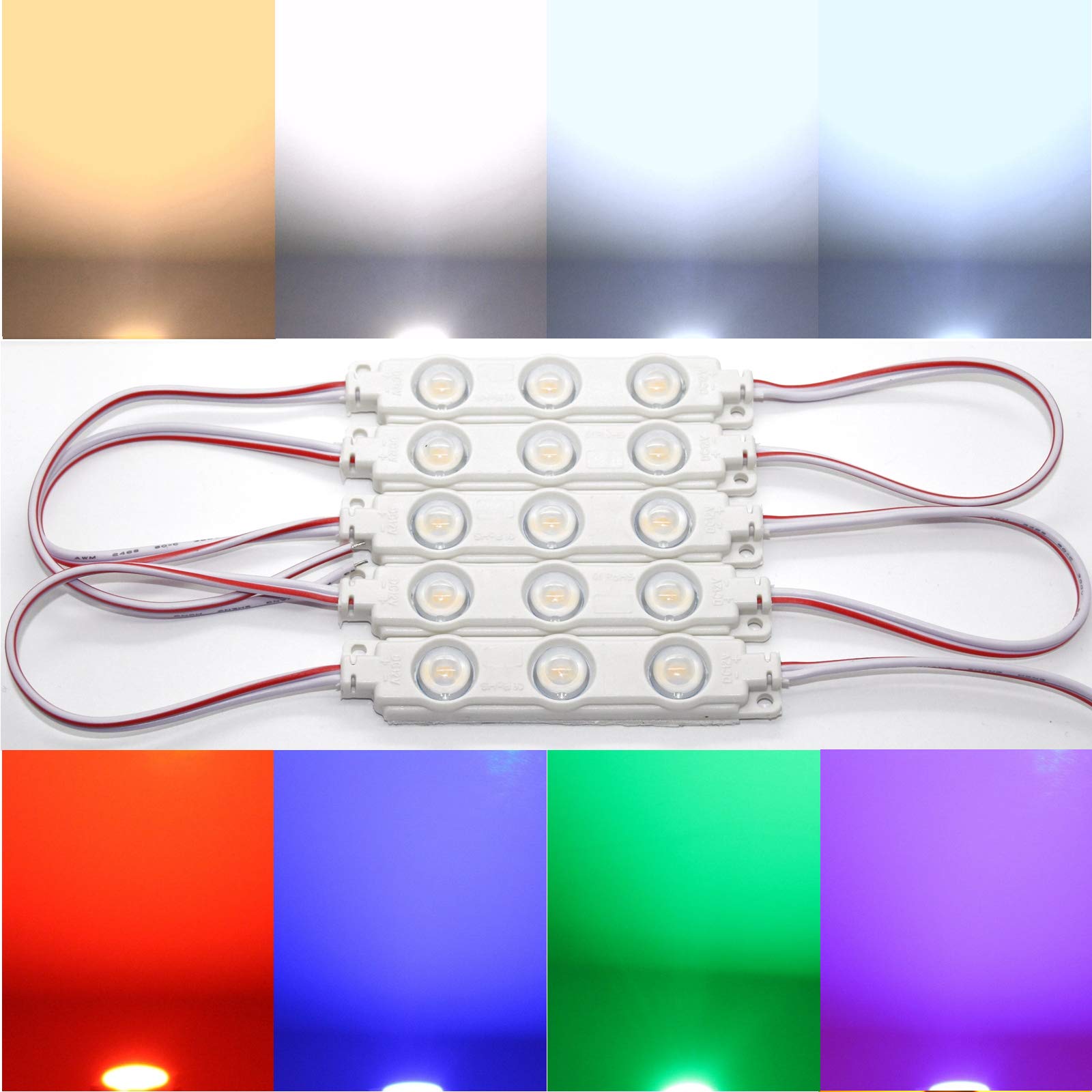 LED-Mafia Lot de 50 modules d'injection 1,5 W SMD LED IP65 Éclairage publicitaire Vitrines (blanc froid 10000-12000 K)