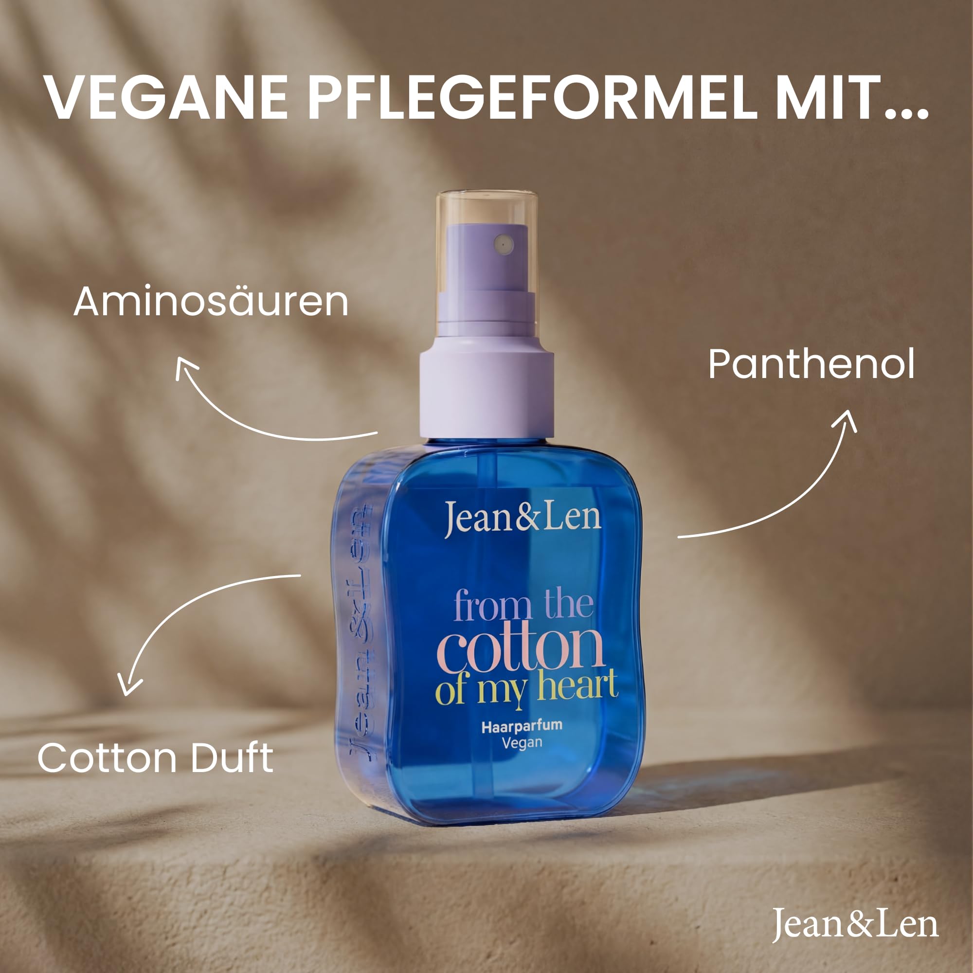Jean & Len Haarparfum From the Cotton of My Heart, sanfter Duft nach frisch gewaschener Wäsche, pflegende Formulierung mit Aminosäuren & Panthenol, für natürlich glänzendes Haar, vegan, 105 ml
