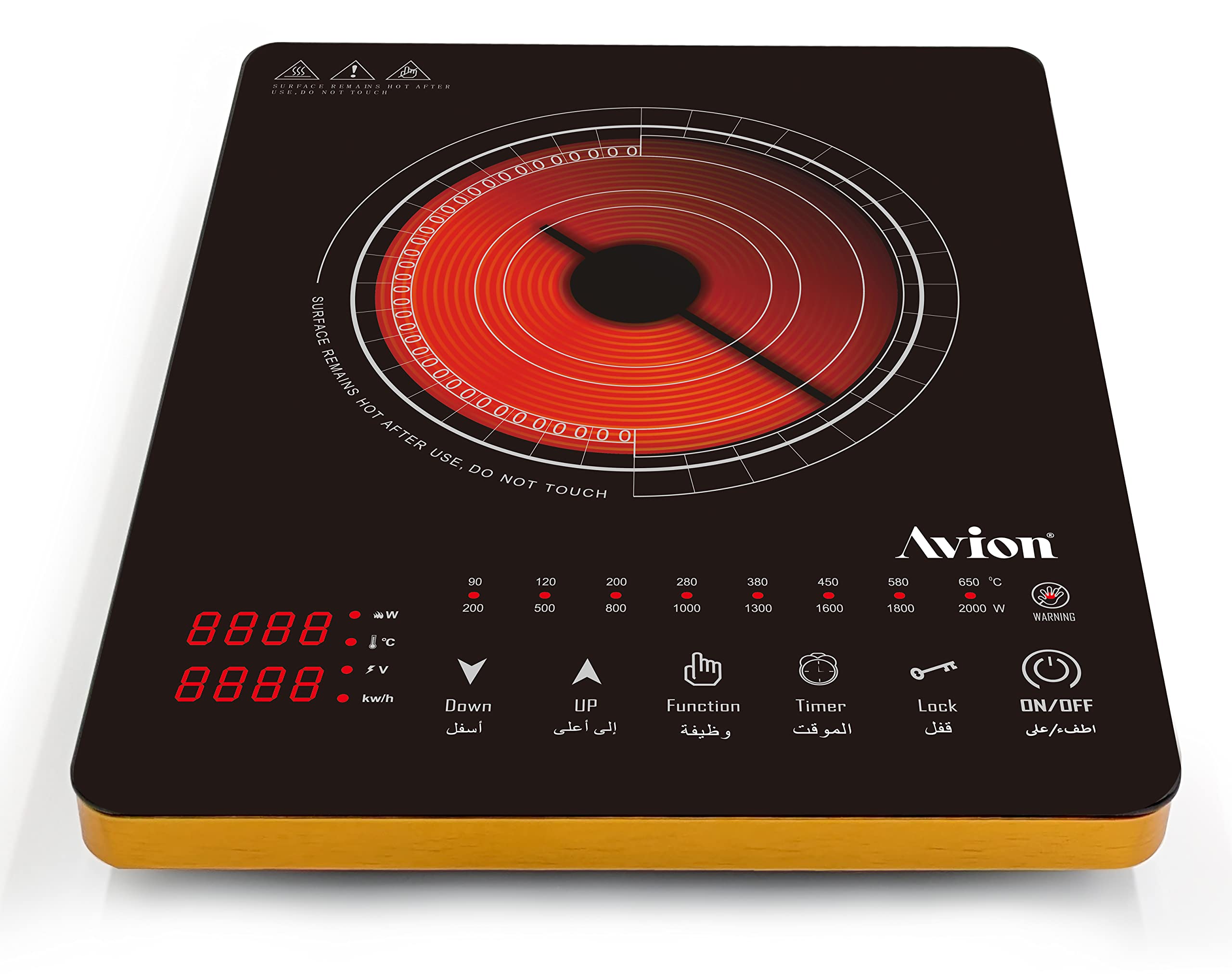 Avion Digital Infrared Cooker(AIC83F) | 8 Temperature Levels Adjustment | LED Display | Overheat Protection | Touch control.
