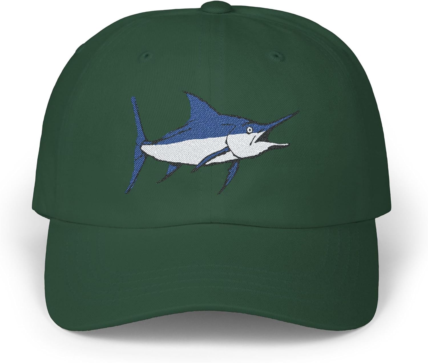 DONWILLISJRART Marlin Embroidered Fish Cap, Fishing Hat, Beachwear Accessory, Ocean Lover Gift, Dad Gift Idea