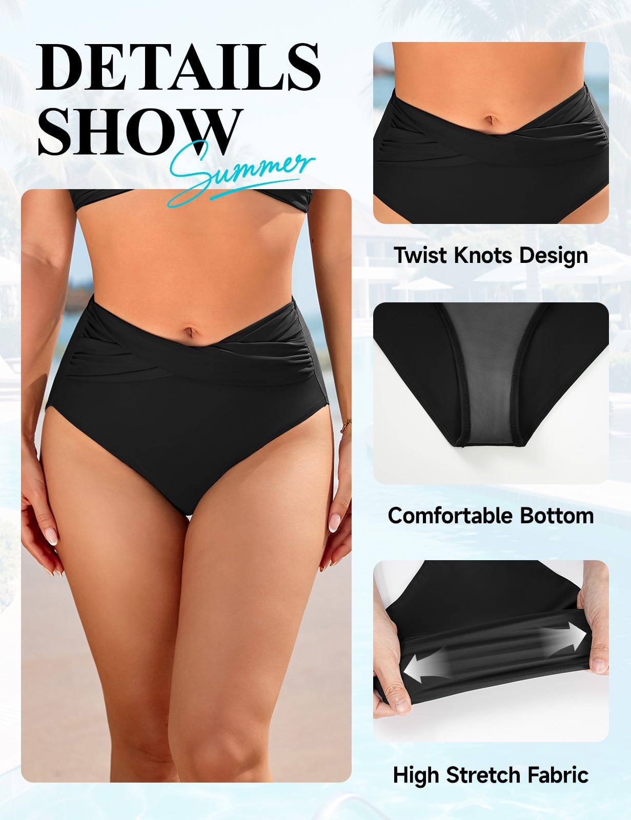 Bragas Bikini Mujer Tanga Culotte Negra Bañadores Reductores