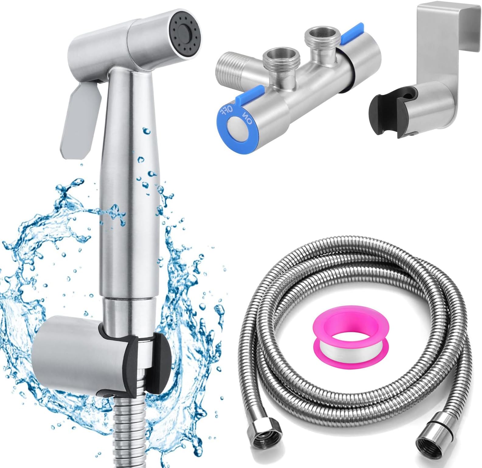 Edelstahl Handbrause Für Bidet - 3-Wege-Ventil 1/2-3/8 Zoll - Persönliche Hygiene Duschset