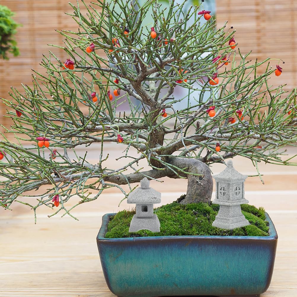Operitacx 3PCS Miniatur Pagoden Statue Set Für Zen Garten, Bonsai, Aquarium, Japanische Gartendeko, Handgefertigte Steinlaternen Für Innen- Und Außendekoration