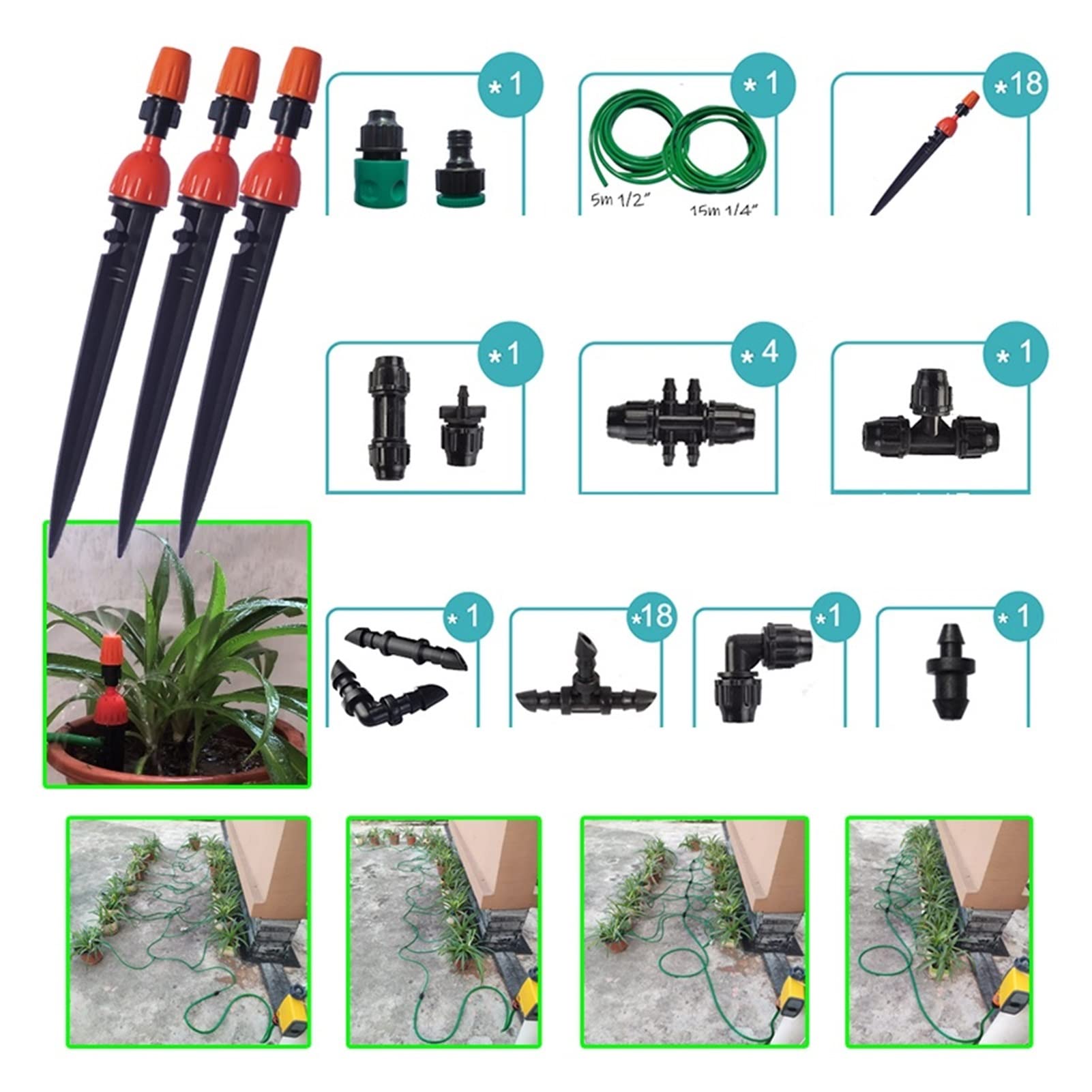 2 Zonas WiFi Tuya Smart Home Garden Temporizador de riego automático Sensor de Lluvia Riego de riego(Mist and driping Set)