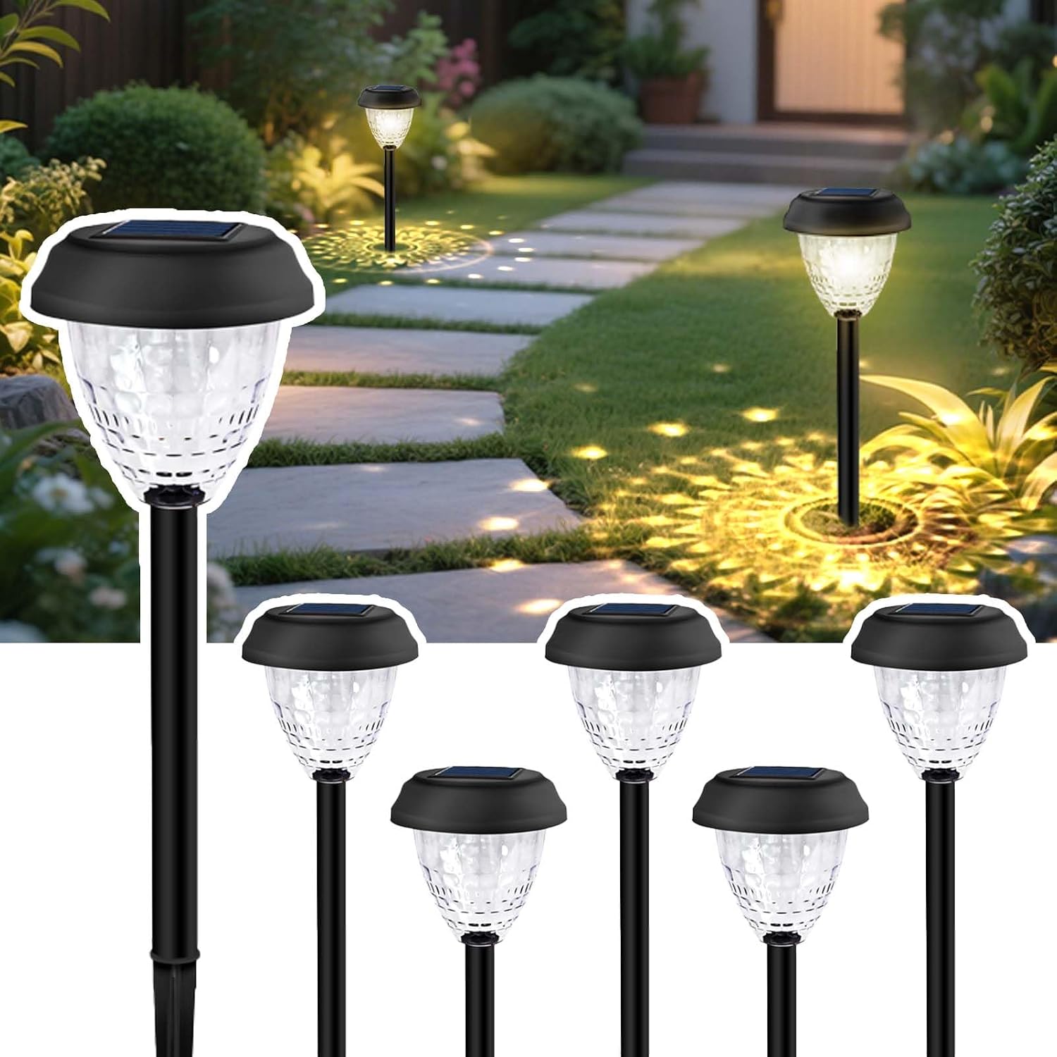 Super Bright Solar Light, Waterproof 6 Pack, Up to 12 Hours of Solar Outdoor Access Garden Light, Automatic on/Off, LED Landscape Lighting Decorate Walkways, Courtyards, Terraces