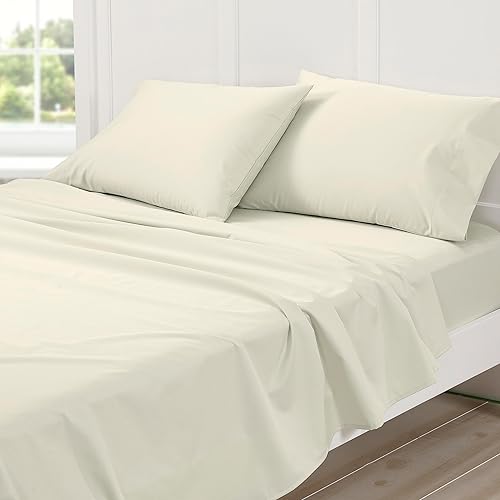 Miniatura 7 de Cuddledown Dreamstead - Juego de sábanas 100 % algodón, 300 hilos, tejido satinado de lujo, algodón peinado puro, suave, resistente a las arrugas,