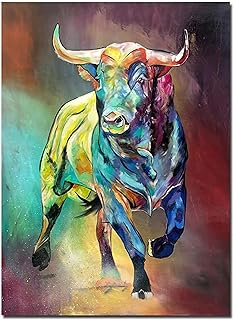 Abstrait Coloré Taureau Affiche Et Animaux Murale Art Impression sur Toile,Tableaux, Posters Et Arts Décoratifs sans Cadre