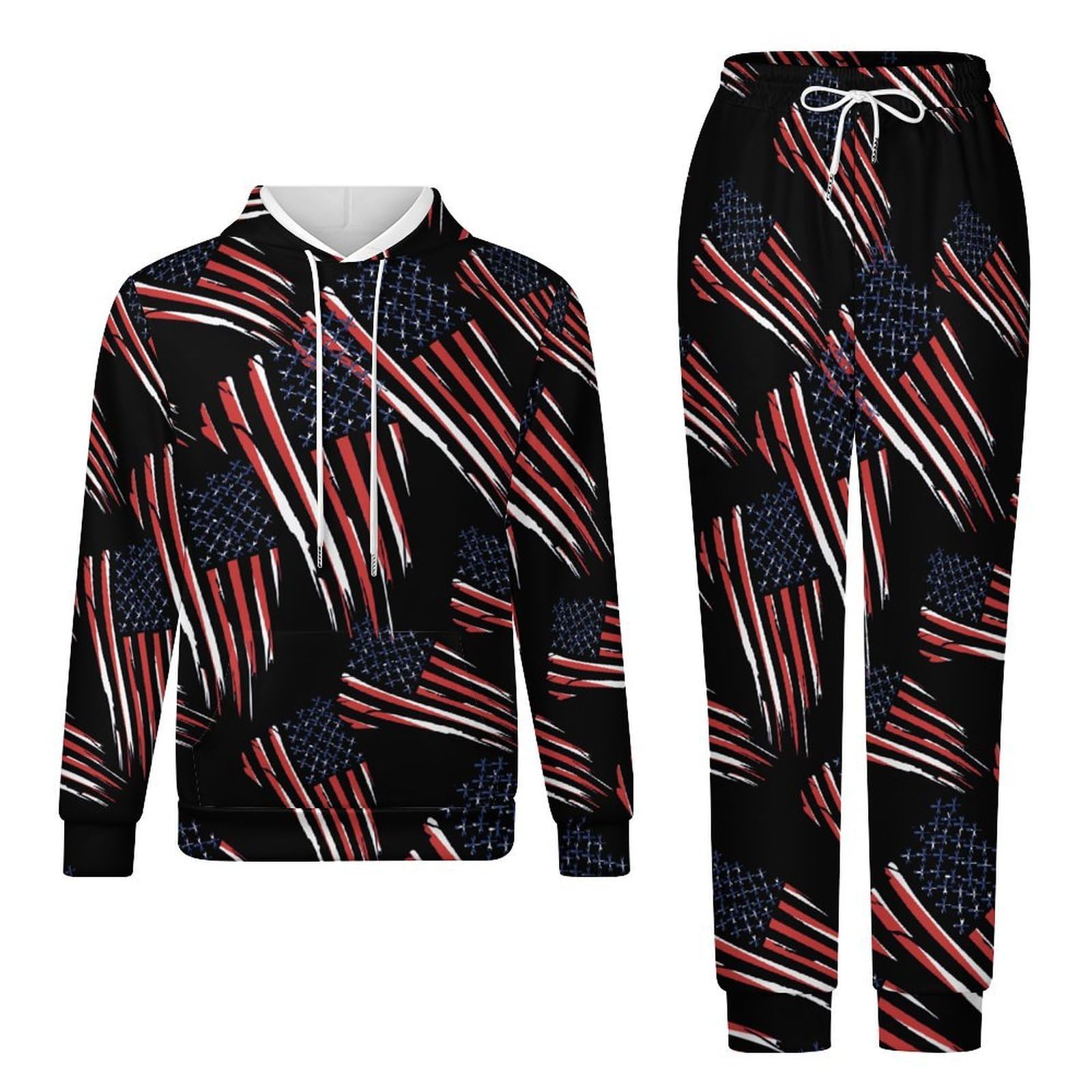 Vintage Meccanico US Flag Tute per gli Uomini Manica Lunga Felpa Con Cappuccio E Pantaloni Della Tuta Joggers Set Moda Tute
