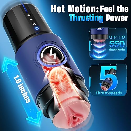 Miniatura 2 de EINSEO Masturbador masculino juguetes sexuales para hombres – empuje masculino Stroker con calefacción de 360°, 5 velocidades movimiento suave