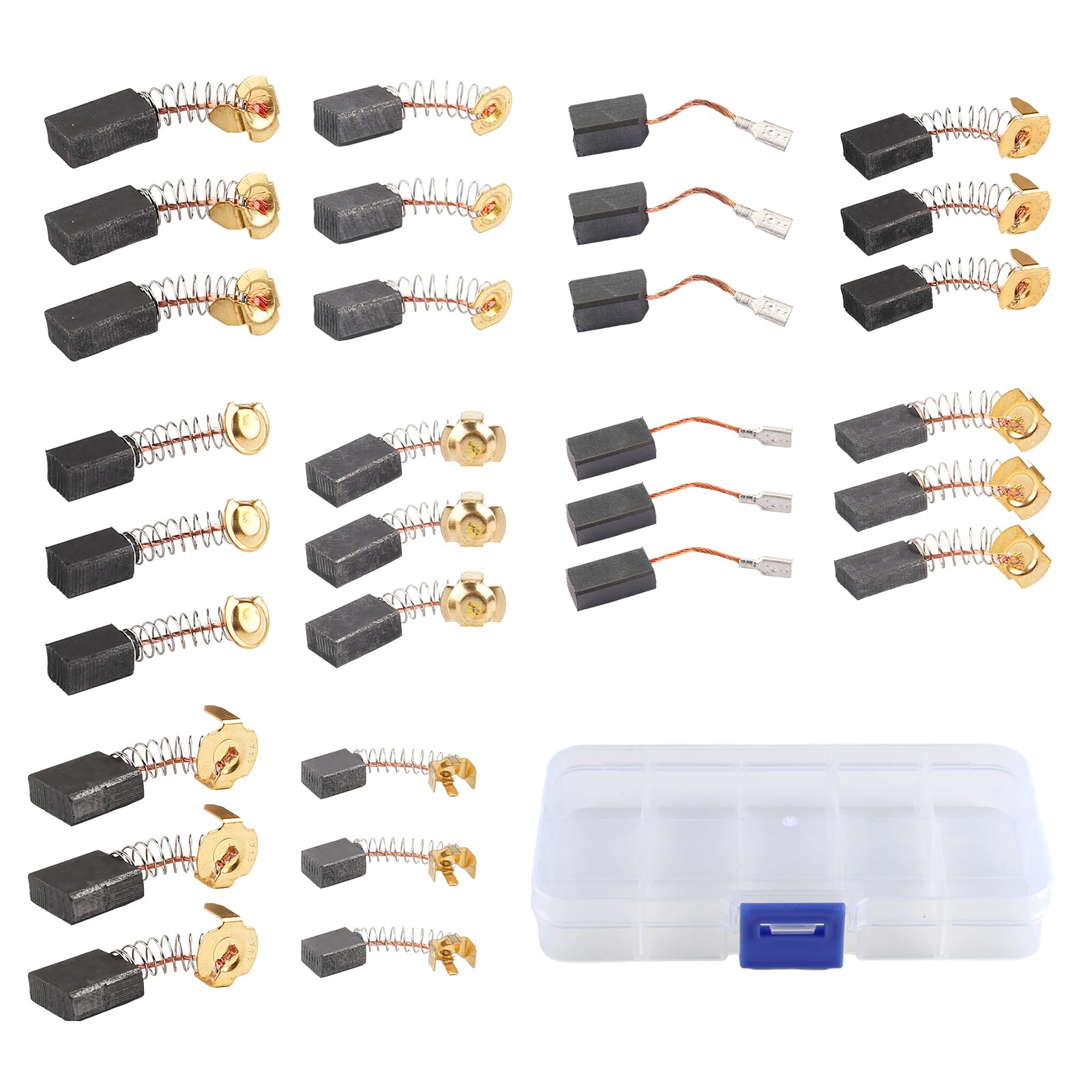 Set 30 Spazzole In Carbonio Per Motori Elettrici - 10 Misure - Ricambio Per Smerigliatrici, Trapani, Soffiatori E Utensili Fai Da Te