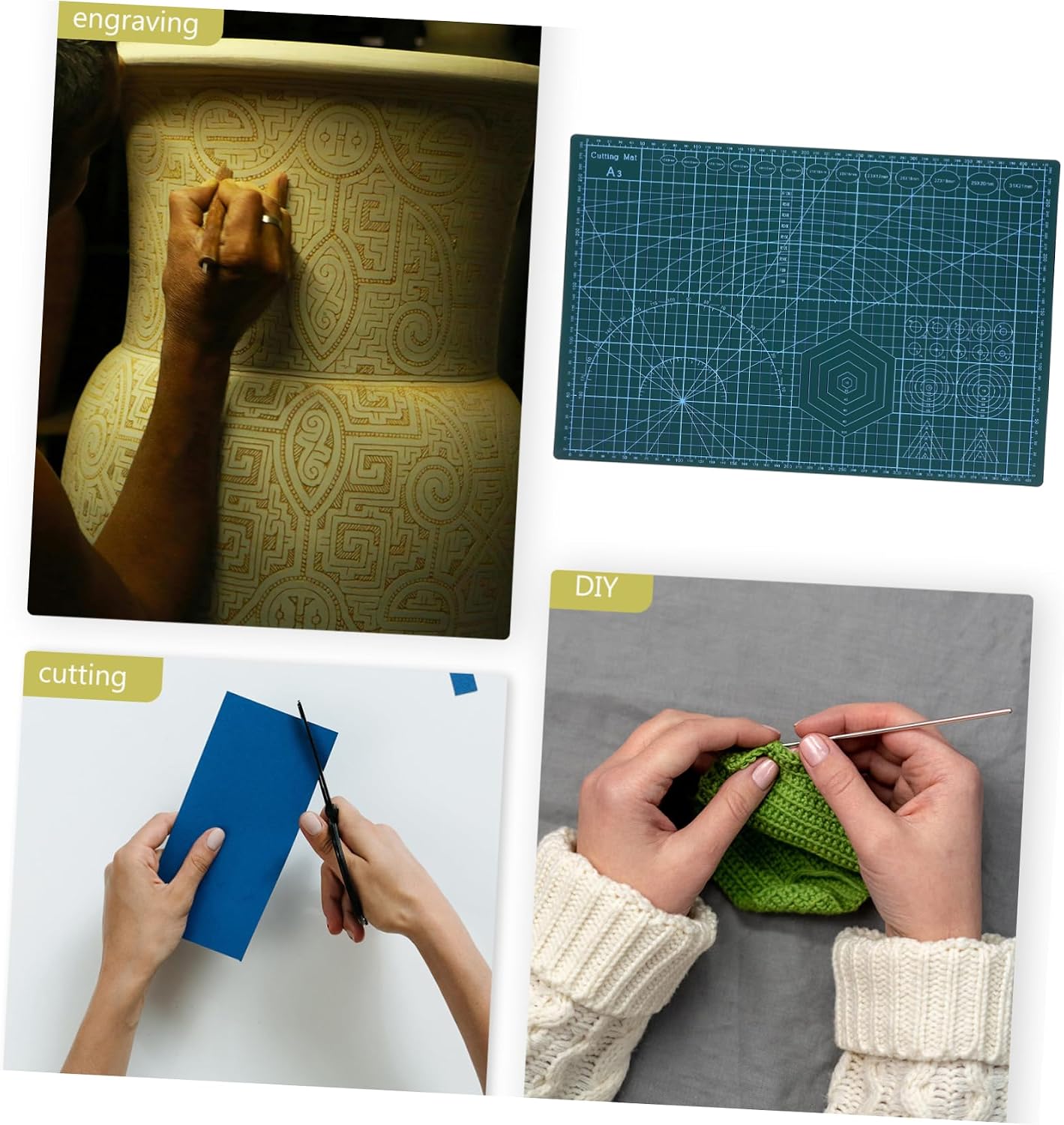 Self-Healing Grid Cutting Mat 17.7X11.8 Inches Pvc Craft Work Surface for Quilting Sewing and Crafting Projects