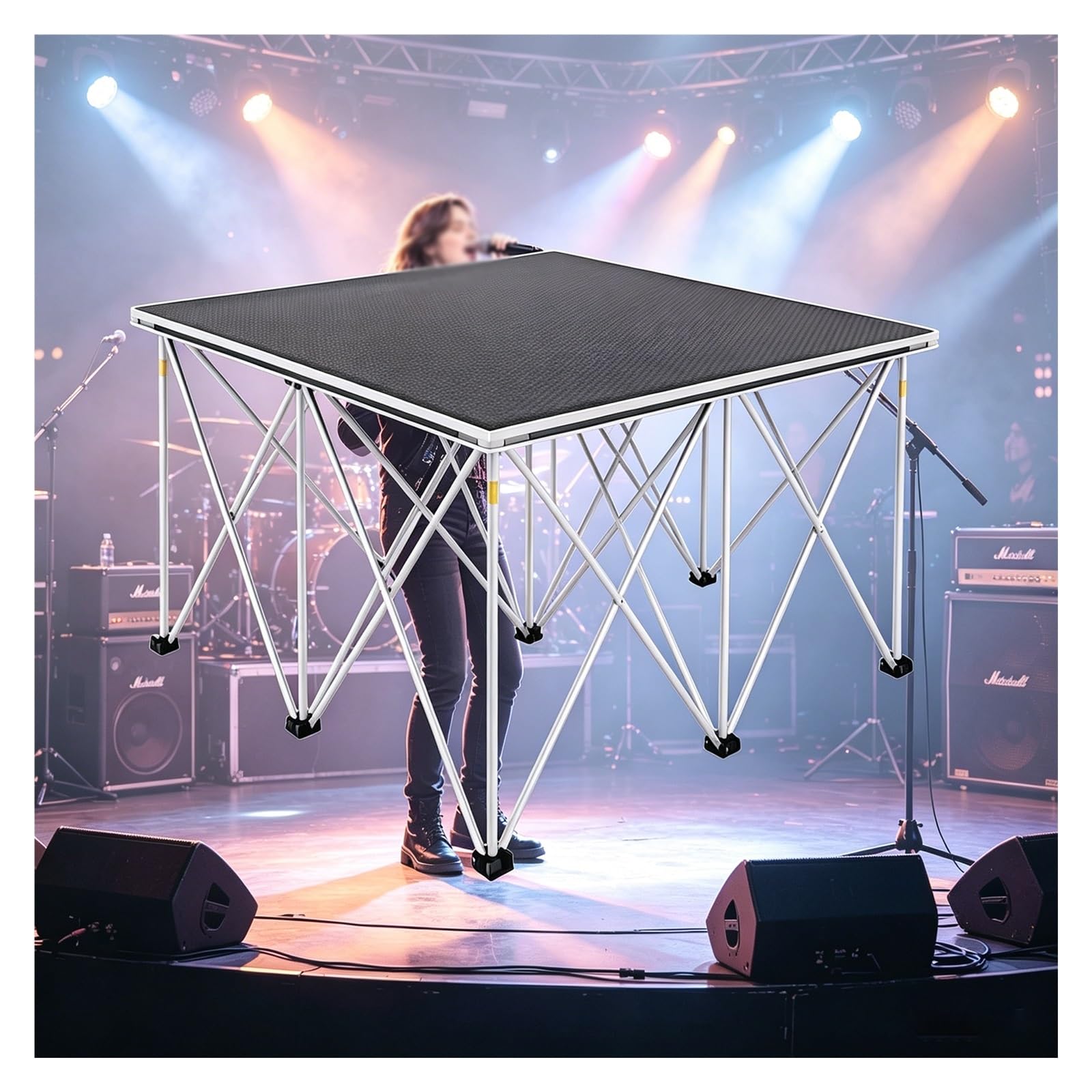 Leichte, Faltbare Bühne, robuste, tragbare Aluminium-Bühnenplattform für Sänger, Gitarristen, Konzerte, Restaurant-Live-Shows