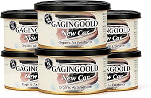 Organic Air Freshener Long Lasting 45 Days, New Car Scent Car Freshener Adjustable Knob Lid, Natural Wood Block Odor Neutralizer for Car Garage, 6 Pack Set Each 38g Aluminum Can
