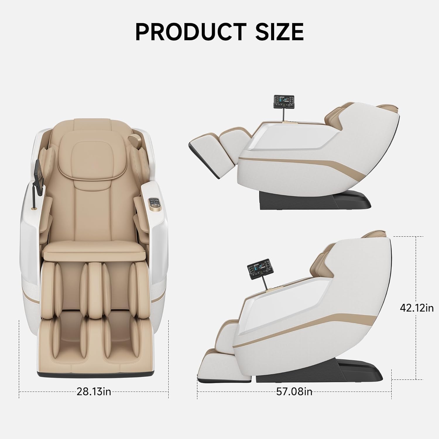 springspa Massage Chair Full Body Shiatsu Recliner with SL Track, Zero Gravity, 3 Massage Intensity, Shortcut Key, Foot Rollers, Bluetooth Speaker, Q23 Khaki