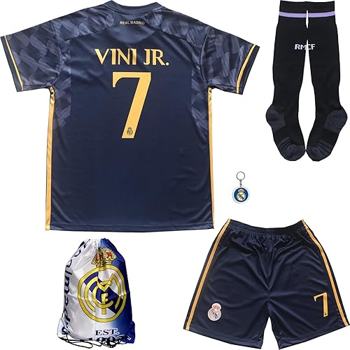 Juego de calcetines cortos para niños de la marca New Vini Jr. No #7 Madrid Away Navy 20232024