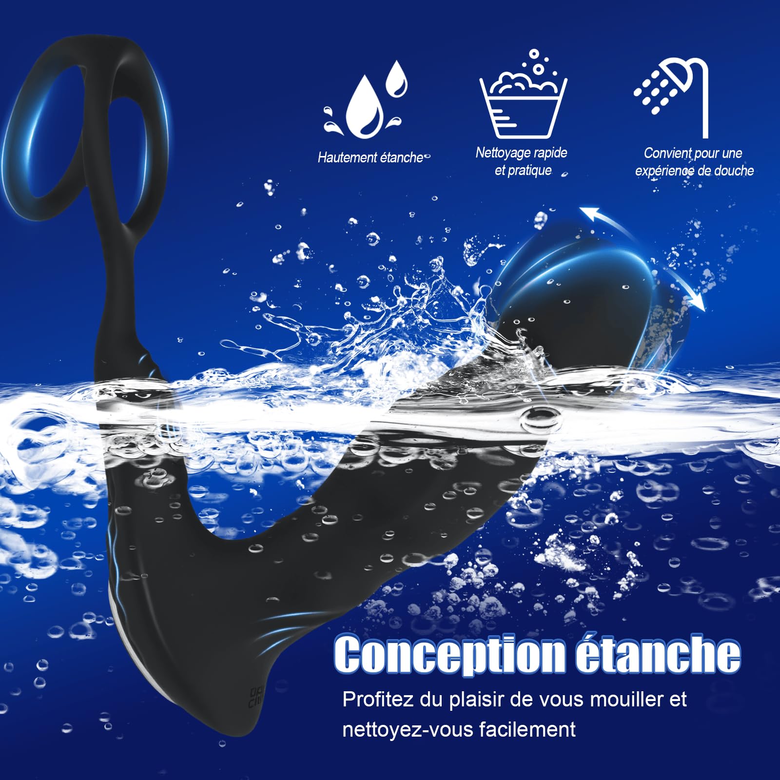 Masseurs de Prostate Vibrant Anal Plug Vibrator Gode Homme pour Anus | Double Anneau Masseur Prostate de Queue en Silicone avec 9 Modes de Vibration Jouets Sexuels Anaux Vibromasseur Anal Sex Toýs