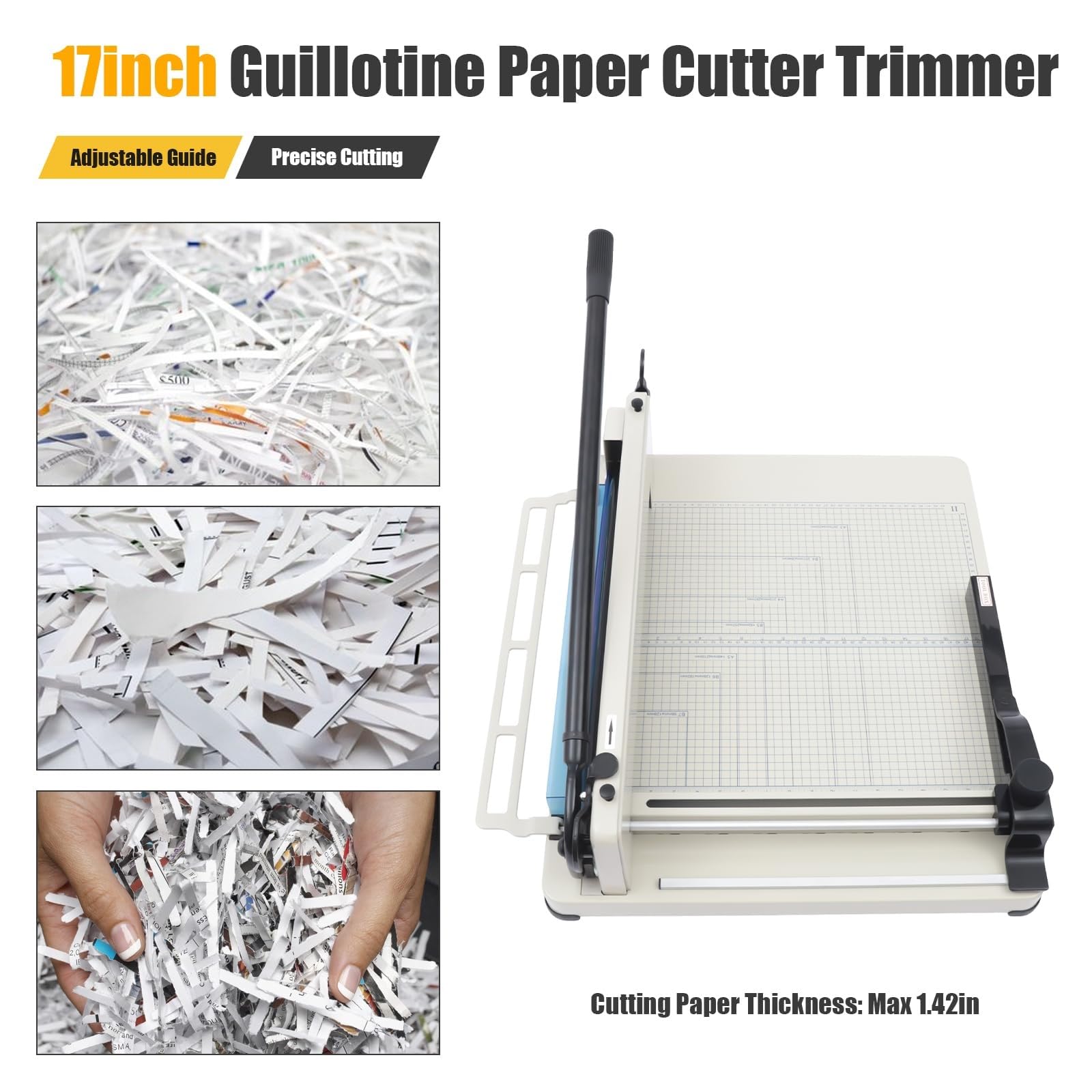 Taglierina per carta resistente, formato A3, a ghigliottina commerciale, per ufficio e scuola, blocco di sicurezza, capacità 400 fogli, ideale per fotocopie e attività di stampa