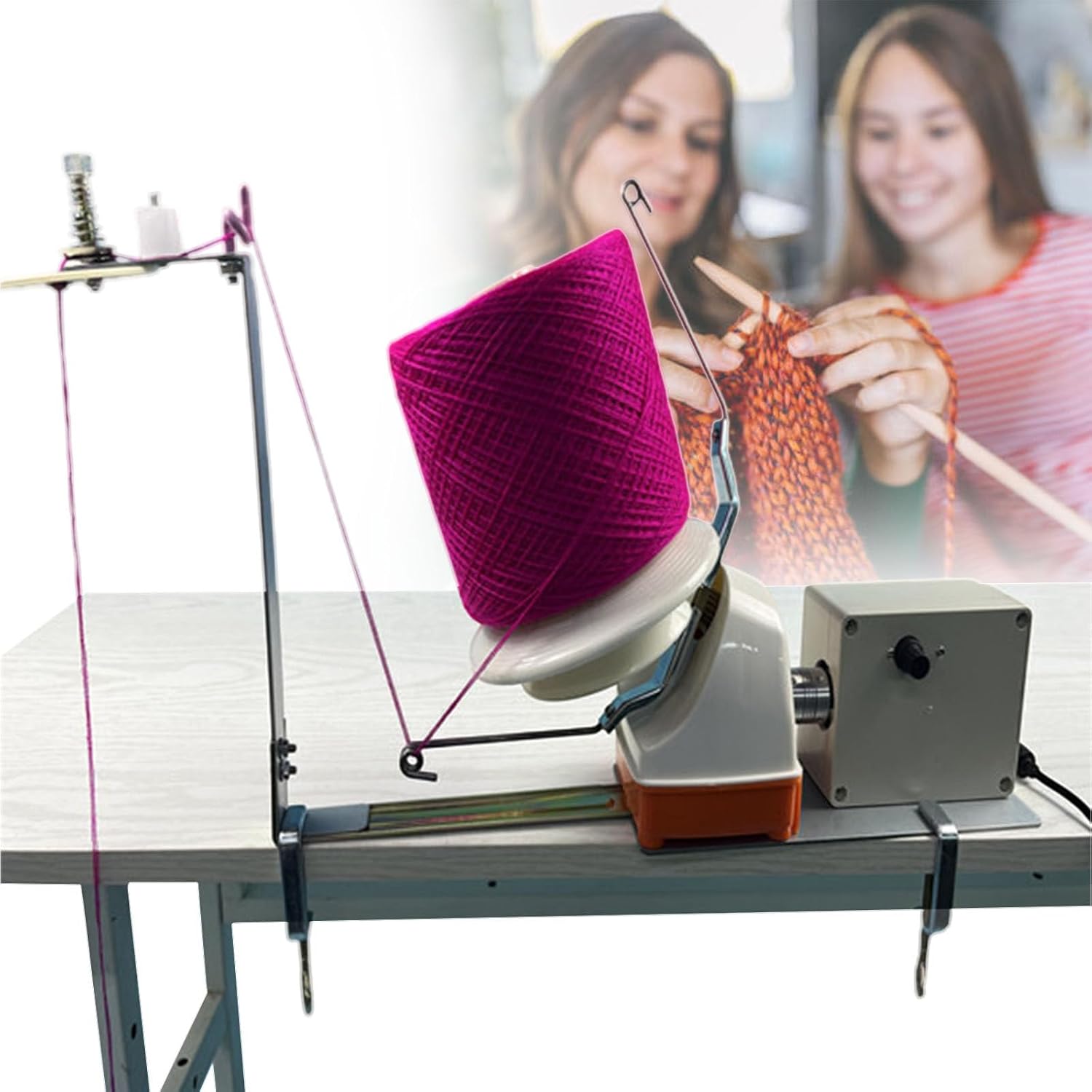 Electric Yarn Ball Winder, Automatic Knitting Roller Yarn Winding Machine, Nylon Yarn Ball Winder, for Crochet Beginners/Professional Knitters, Adjustable Speed