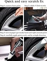 Vista 6 de SYOAUTO Pluma de pintura de retoque de borde plateado para reparación de arañazos, pintura de retoque para llantas de automóvil, color universal