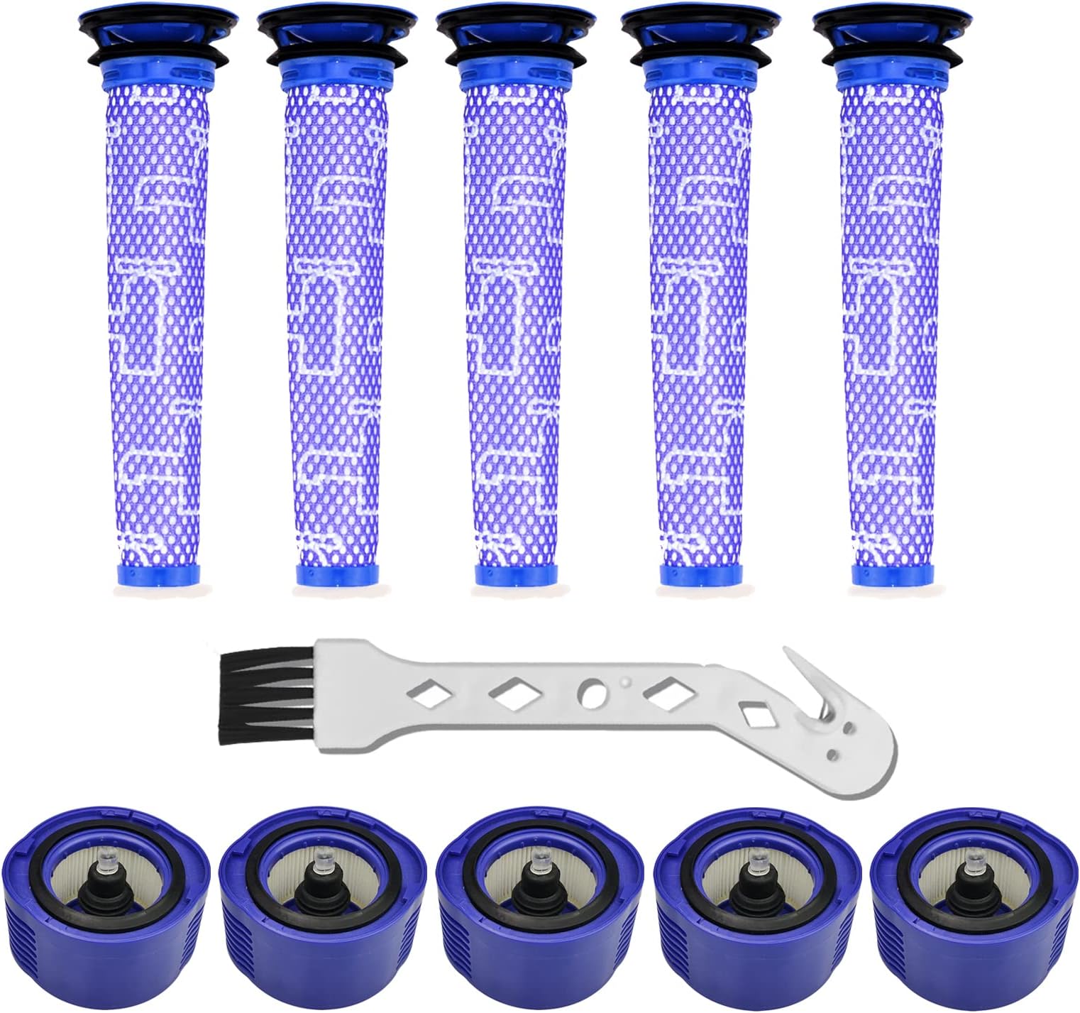 11 Packs Accessories Replacement for V6 Absolute Vacuums V6 Absolute Cordless Stick Vacuum Part 965661-01 & 966741-01 (5 HEPA Vacuum Filter & 5 Pre Filter & 1 Brush)