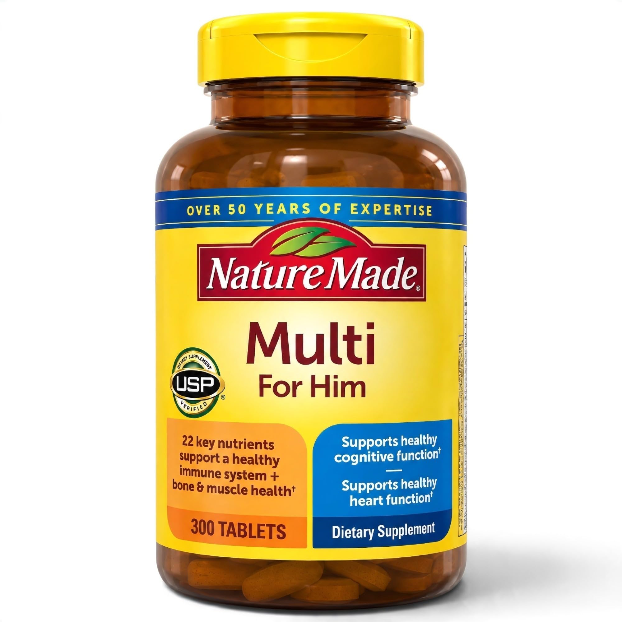 Nature Made Multivitamin for Him, Mens Multivitamins with No Iron, 300 Tablets