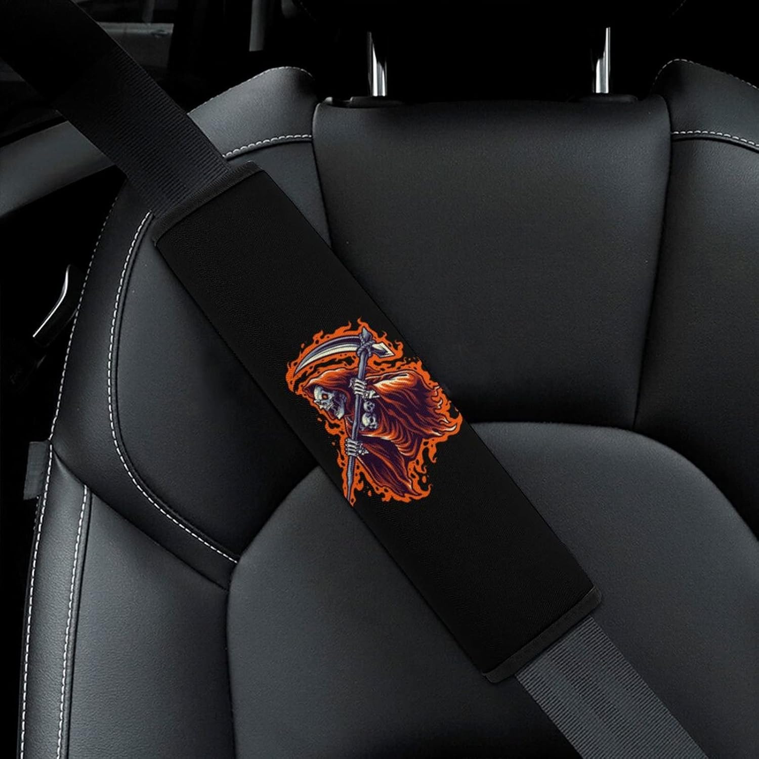 Grim Reaper Car Seat Belt Pad Cover Seat Belt Strap Shoulder Pad with Print Pattern Compatible with All Cars 1 Pcs/2 Pcs : Automotive