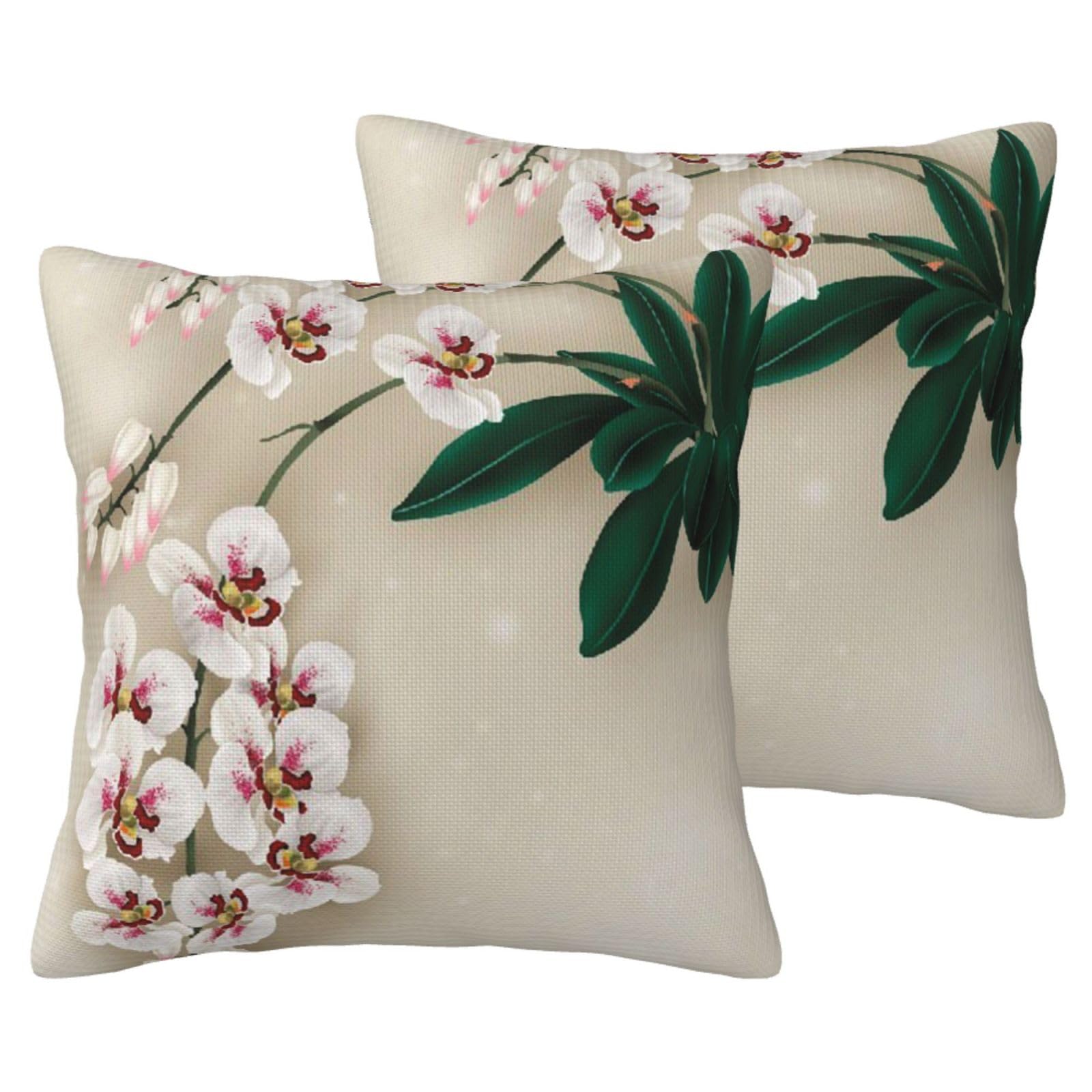 Housse de coussin imitation lin orchidée 45x45 taie oreiller salon lot de 2