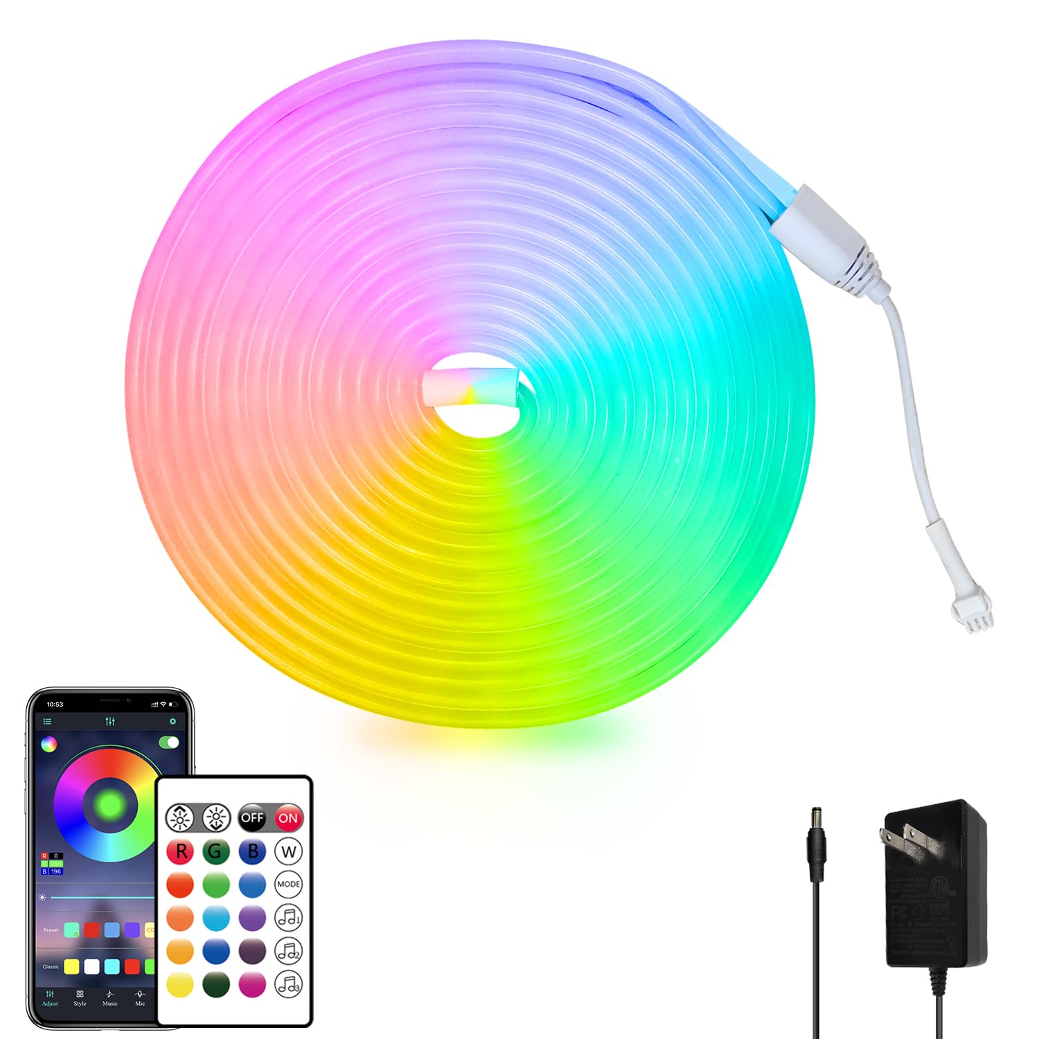 segrass 16.4FT Neon Rope Light
