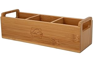 Tea Bag Organizer-Bamboo Tea Storage Box-3 Compartment Tea Bag Container