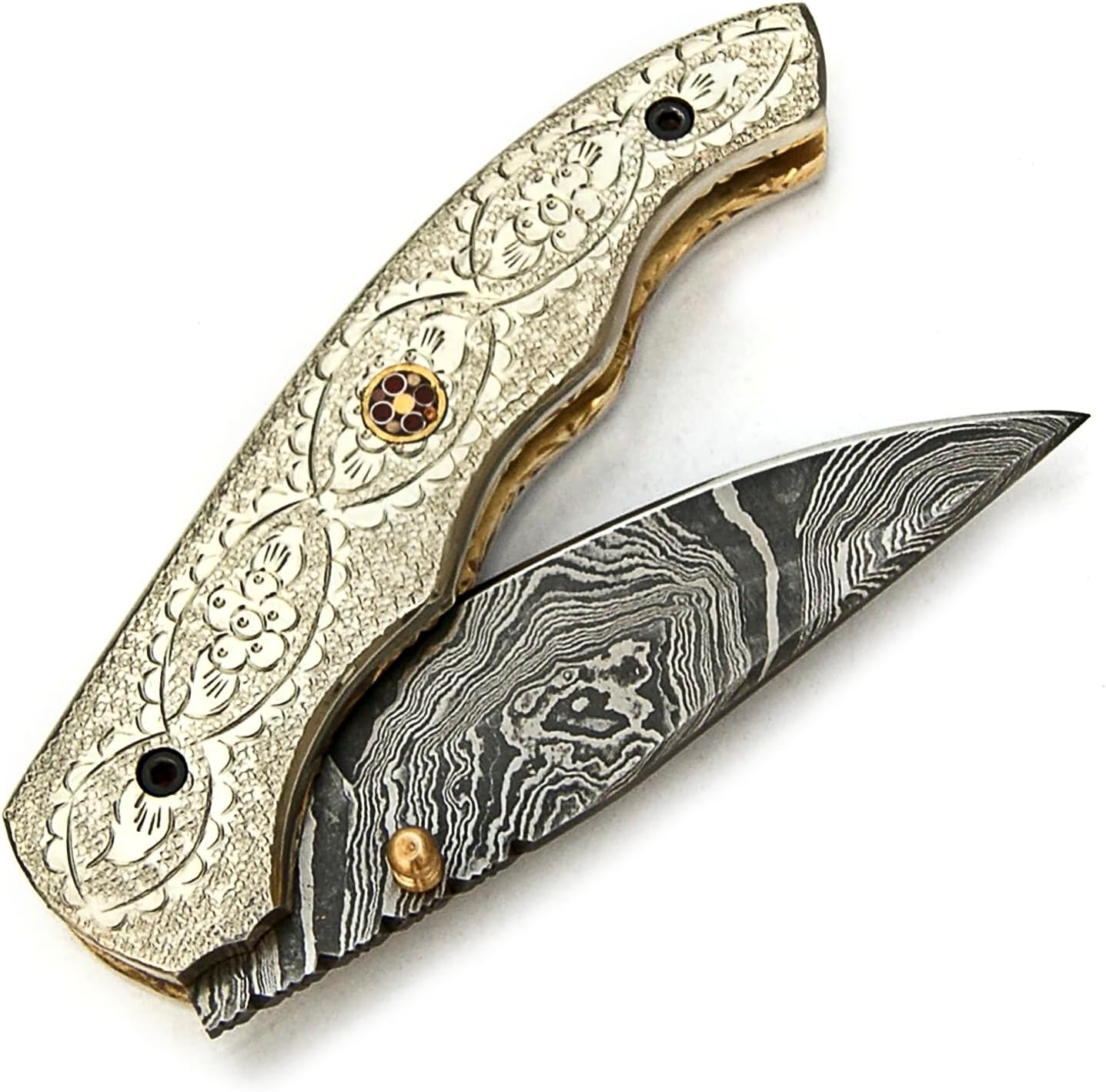 PAL 2000 KNIVES Custom Handmade Damascus Steel 7.6 Inches Folding Pocket Knife 9576