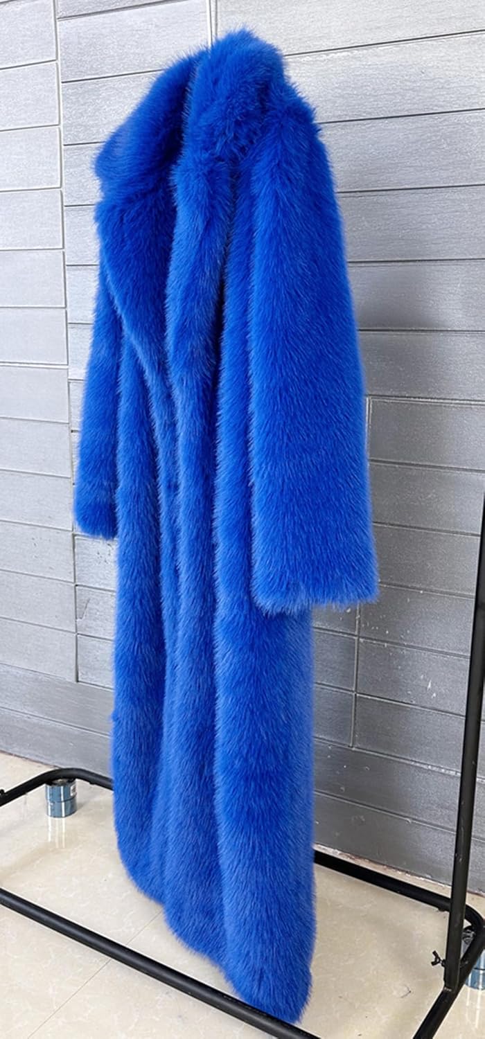 Fluffy Faux Fur Overcoat,Warm Outwear Parka Long Coat with Sleeves - Image 5